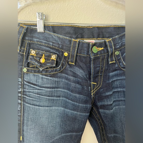 Vintage True Religion Rare Skull & Roses Distressed Jeans Size 26 - Picture 2 of 6